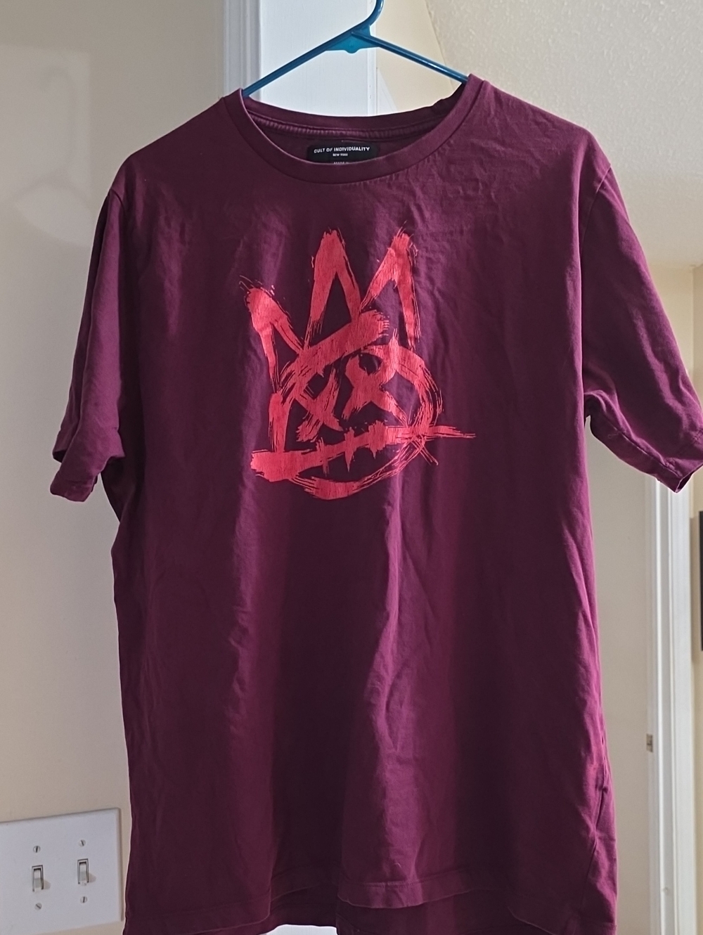 Cult of Individuality Maroon Short Sleeve Tee with Red Graphic